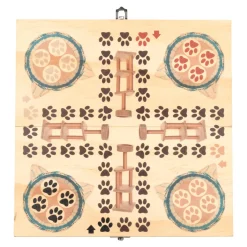 Ludo-Brettspiel „Katzenärger“, Holzspielbrett, 16 Spielfiguren + Würfel