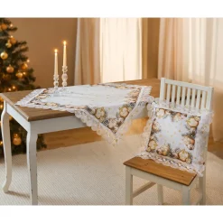 Mitteldecke „Festtagskugeln“, 85x85 cm