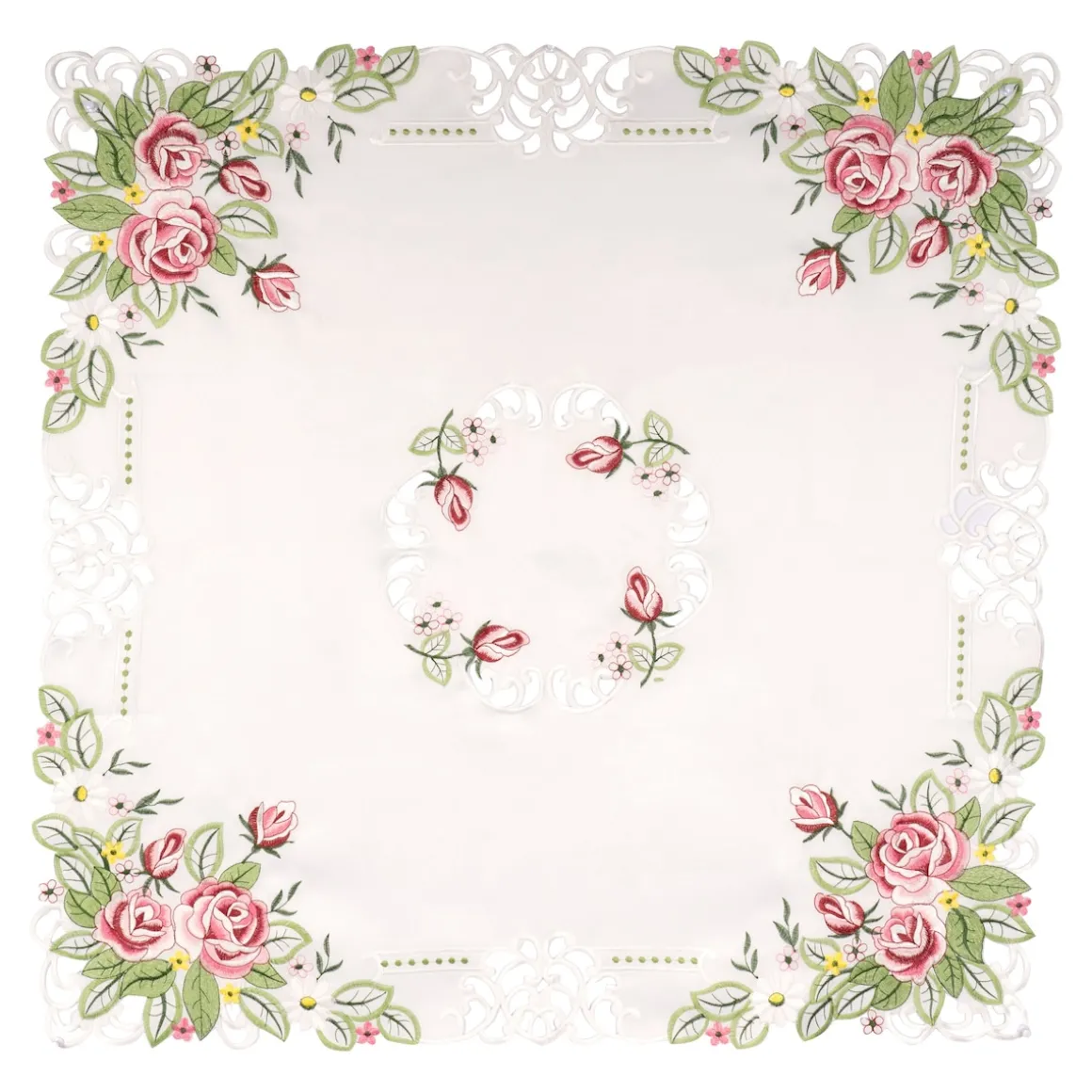 Mitteldecke „Rose mit Spitze“, 85x85 cm