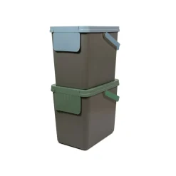 Müllbehälter, 2er Set, je 25 l, stapelbar grau