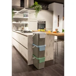 Müllbehälter, 3er Set, je 25 l, stapelbar grau