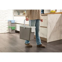 Müllbehälter, 3er Set, je 25 l, stapelbar grau