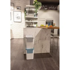 Müllbehälter, 2er Set, je 25 l, stapelbar weiß