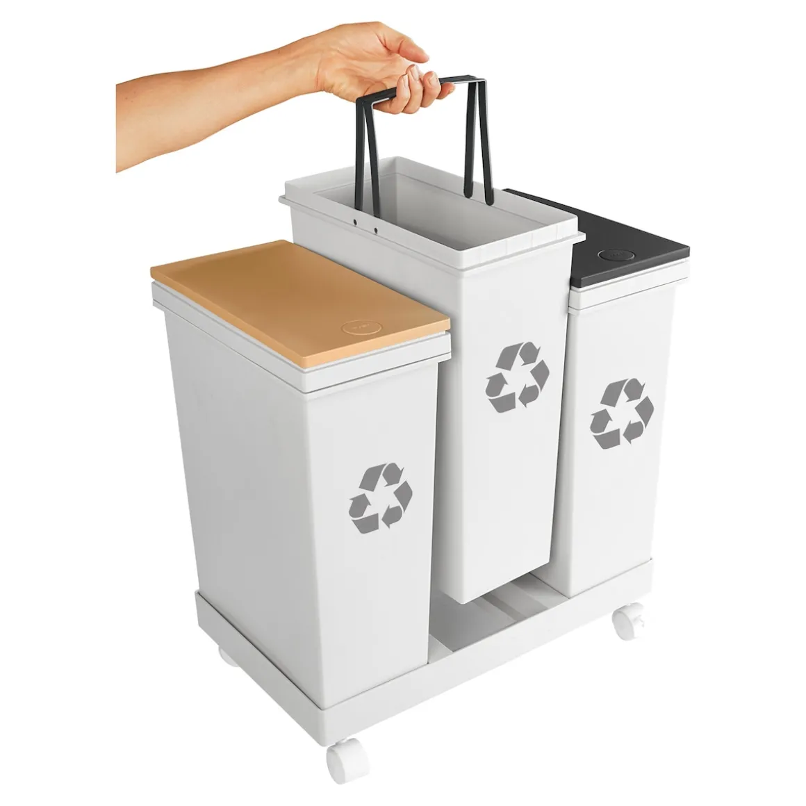 Mülltrennsystem "Genial", 3 Fächer je 20 l braun