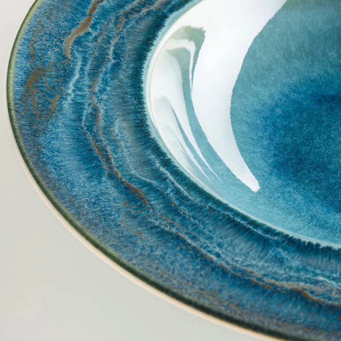 Pastateller-Set, Steinzeug TIEFER SEE Blau / Grün