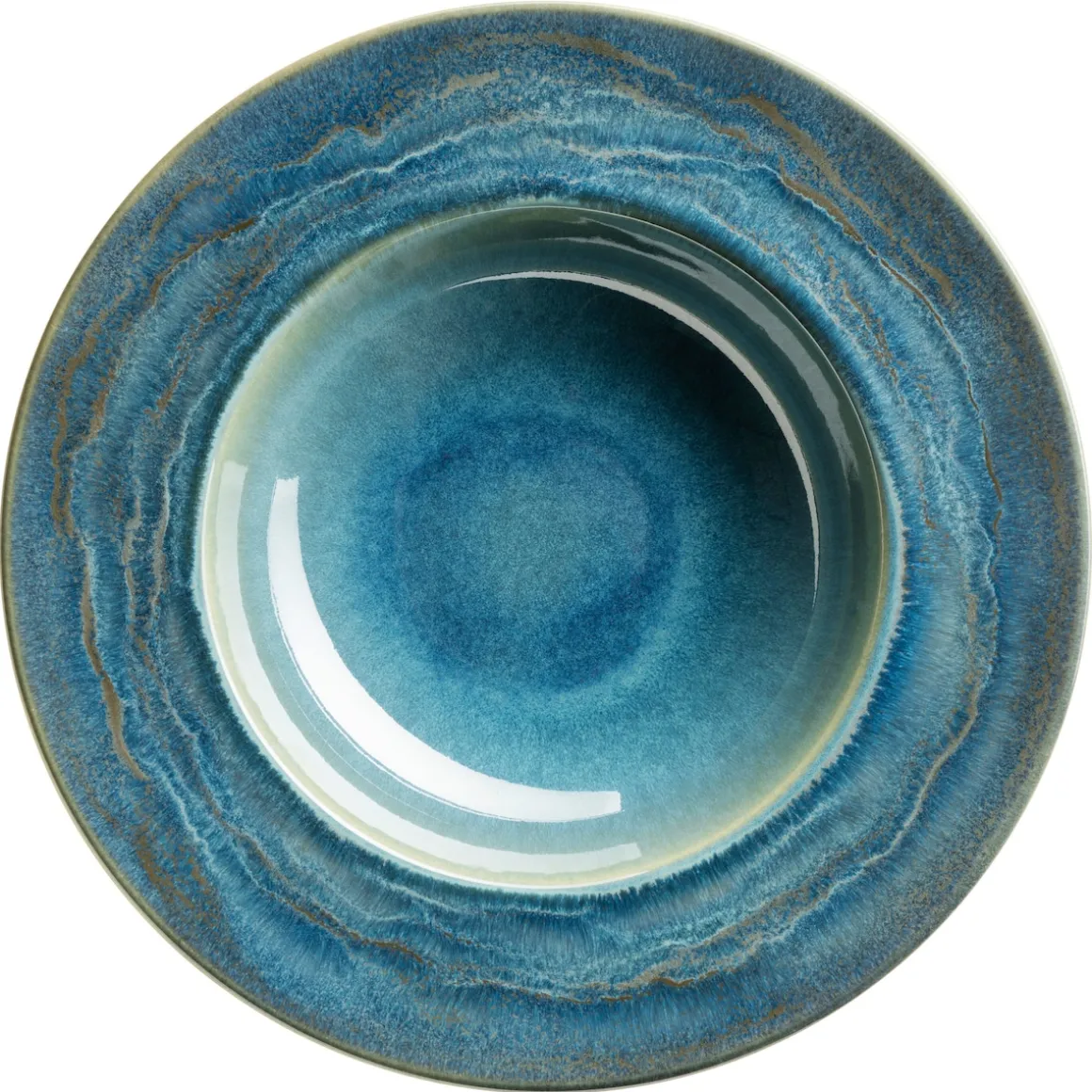 Pastateller-Set, Steinzeug TIEFER SEE Blau / Grün