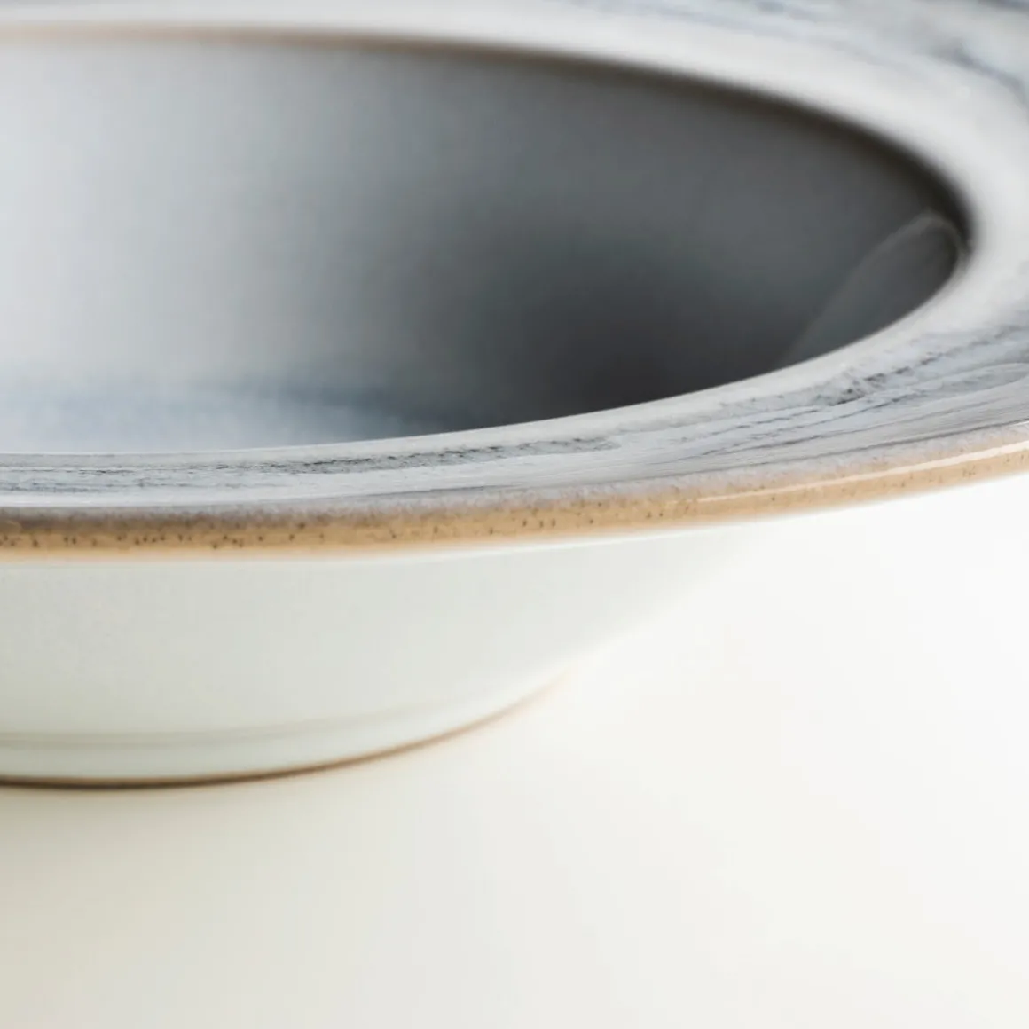 Pastateller-Set, Steinzeug TIEFER SEE Grau / Weiß