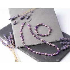 Perlenschmuck-Set „Amethyst“, 2-teilig
