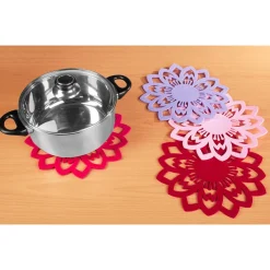 Pfannenschoner, Untersetzer Filzblüten 