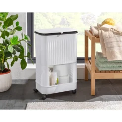 Platzspar-Rollwagen mit Mülleimer 1 Fach