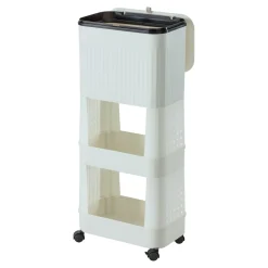 Platzspar-Rollwagen mit Mülleimer 2 Fächer