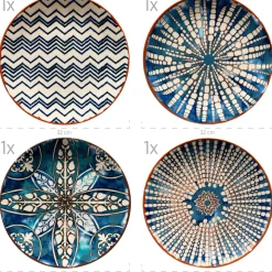 Platzteller-Set, Steinzeug Iberico Blue 4 x Platzteller