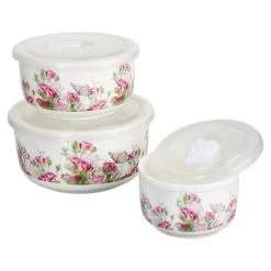 Porzellan-Frischhaltedosen-Set "Rosengarten", 6-teilig