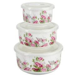 Porzellan-Frischhaltedosen-Set "Rosengarten", 6-teilig