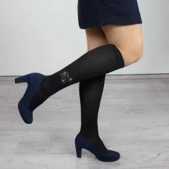 Reisestrümpfe schwarz mit Strasssteinen schwarz