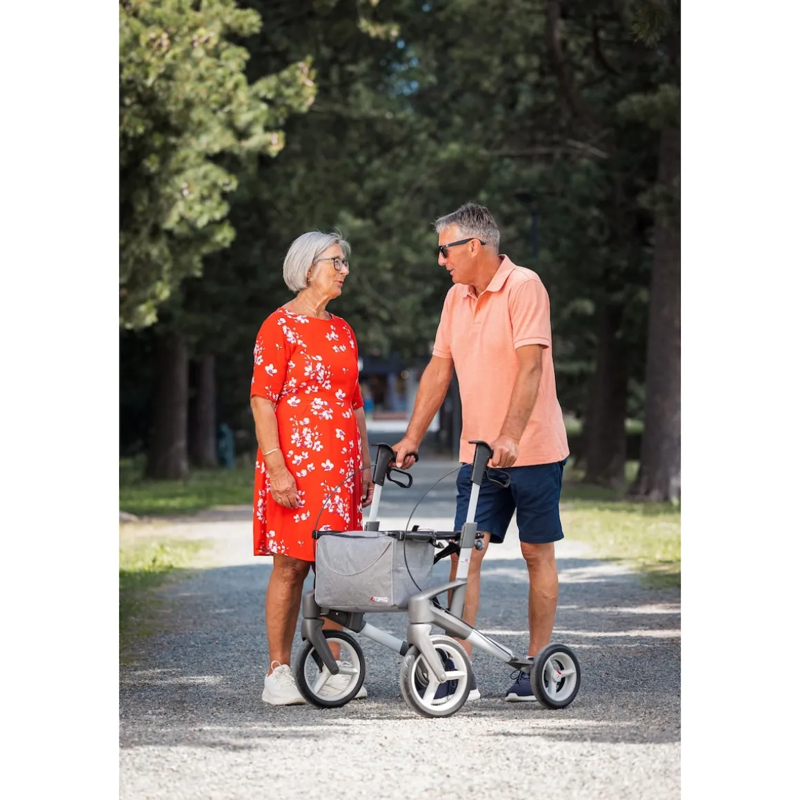 Rollator Olympos ATR M, faltbar, mit Tasche silber