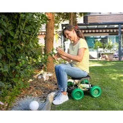 Rollsitz, fahrbarer Gartensitz mit Ablage, belastbar bis 130 kg