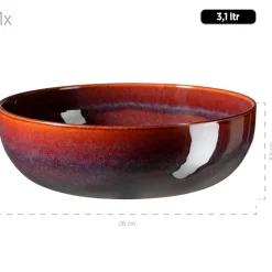 Salatschüsselset, Steinzeug Elina Uno Rot / Braun