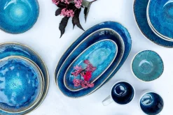 Salatschüssel-Set, Steinzeug Frozen Blau