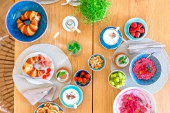 Salatschüssel-Set, Steinzeug Frozen Weiß