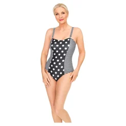 Schlank-Badeanzug „Punkte/Streifen“
