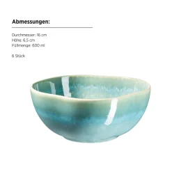 Schüssel Set, Steinzeug Cordelia Grün / Blau