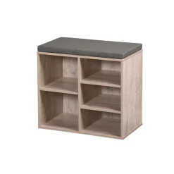 Schuhschrank mit Sitzkissen, 5 Fächer braun