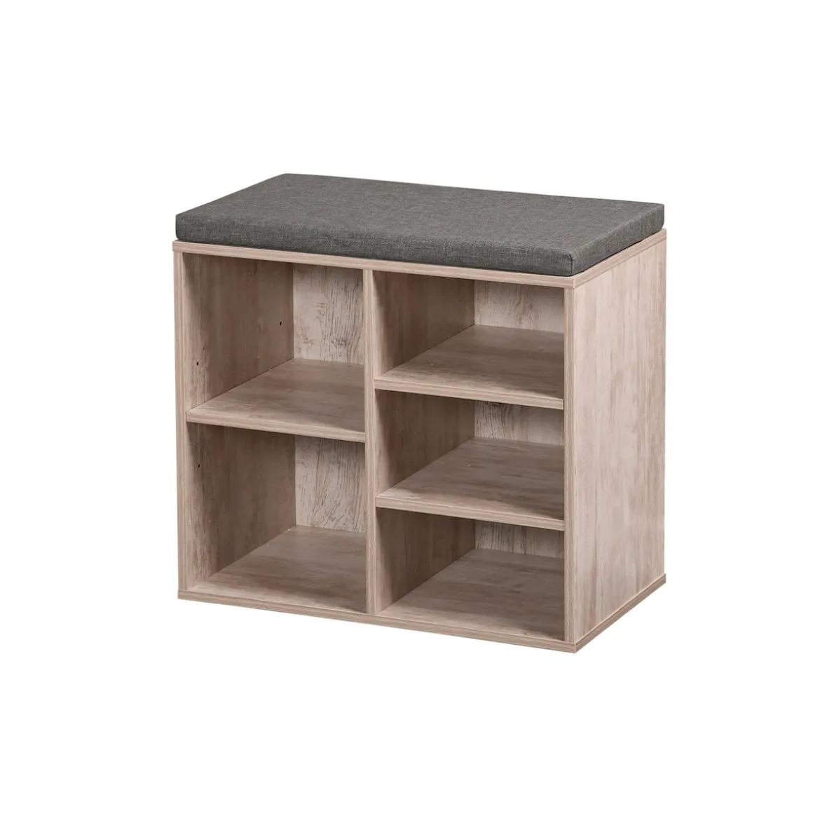 Schuhschrank mit Sitzkissen, 5 Fächer braun