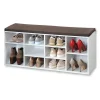 Schuhschrank mit Sitzkissen aus Stoff