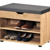 Schuhschrank mit Sitzkissen, 2 Fächer eiche
