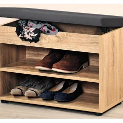 Schuhschrank mit Sitzkissen, 2 Fächer eiche