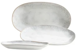 Servierplatten-Set, Steinzeug Frozen Weiß