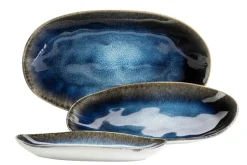 Servierplatten-Set, Steinzeug Frozen Blau