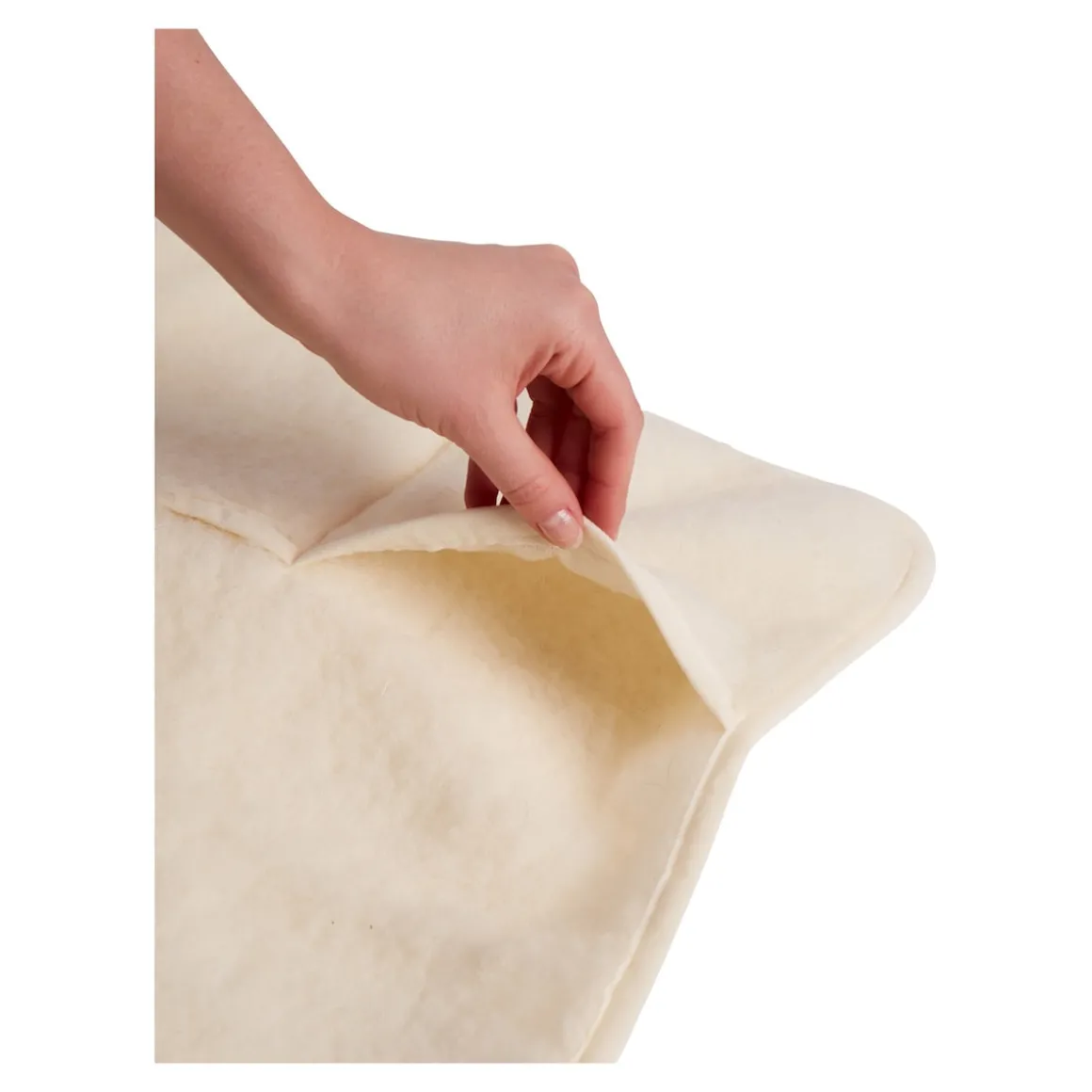 Sesselkissen und Armlehnenschoner-Set, 3-teilig, Schurwolle creme