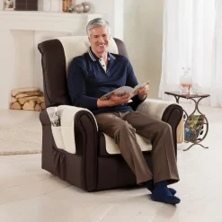 Sesselschoner mit Schurwolle natur