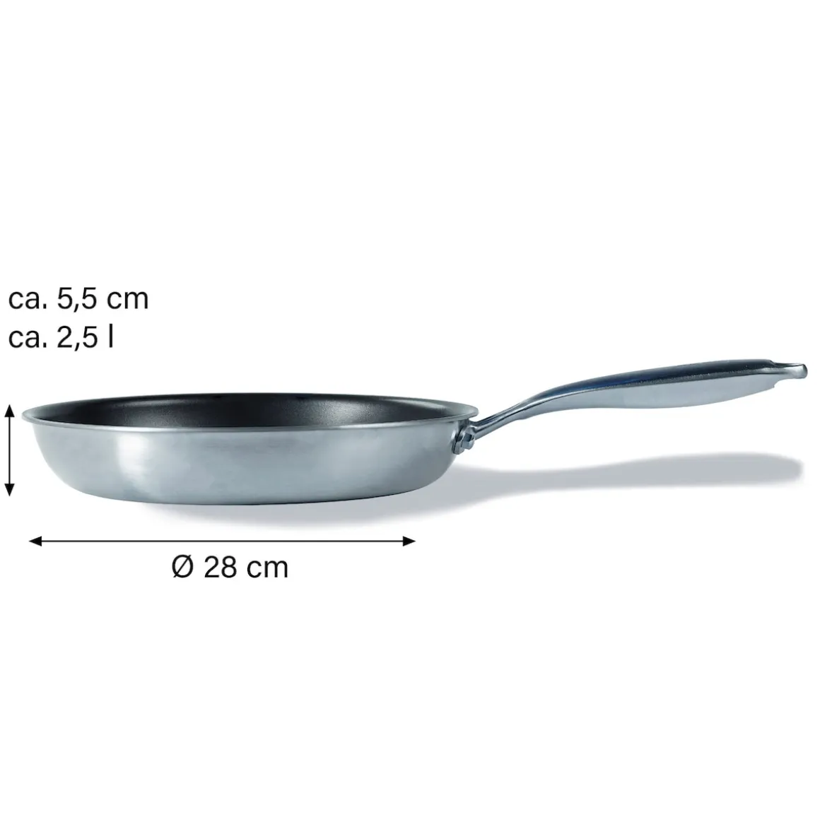 SILVERSTAR Edelstahlpfanne Bratpfanne 28 cm | ohne Deckel