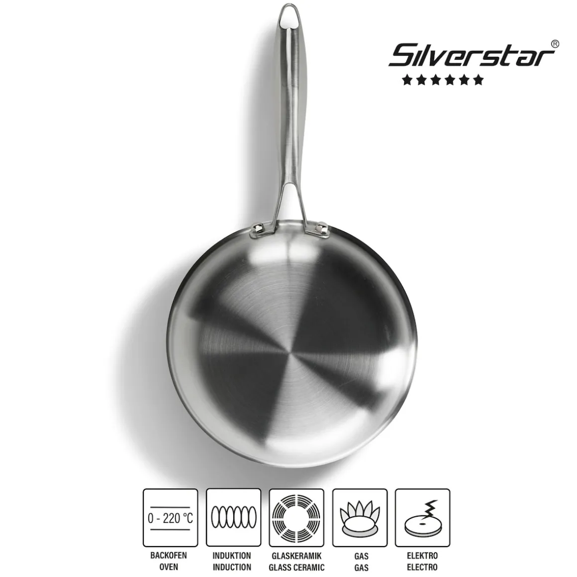 SILVERSTAR Edelstahlpfanne Bratpfanne 20 cm | ohne Deckel