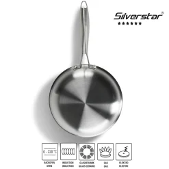 SILVERSTAR Edelstahlpfanne Bratpfanne 24 cm | ohne Deckel
