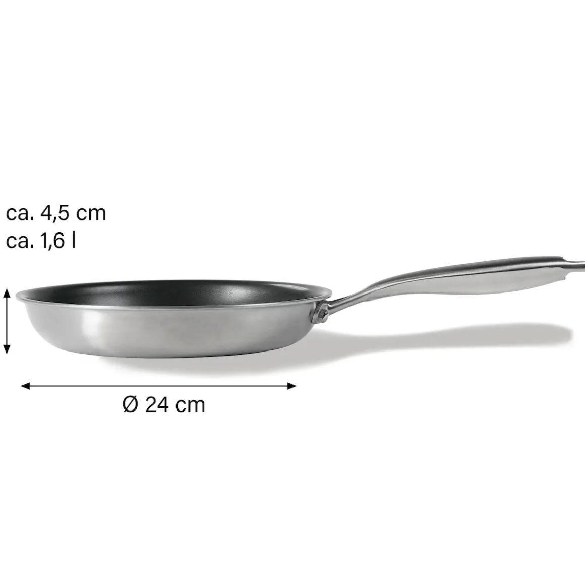 SILVERSTAR Edelstahlpfanne Bratpfanne 24 cm | ohne Deckel