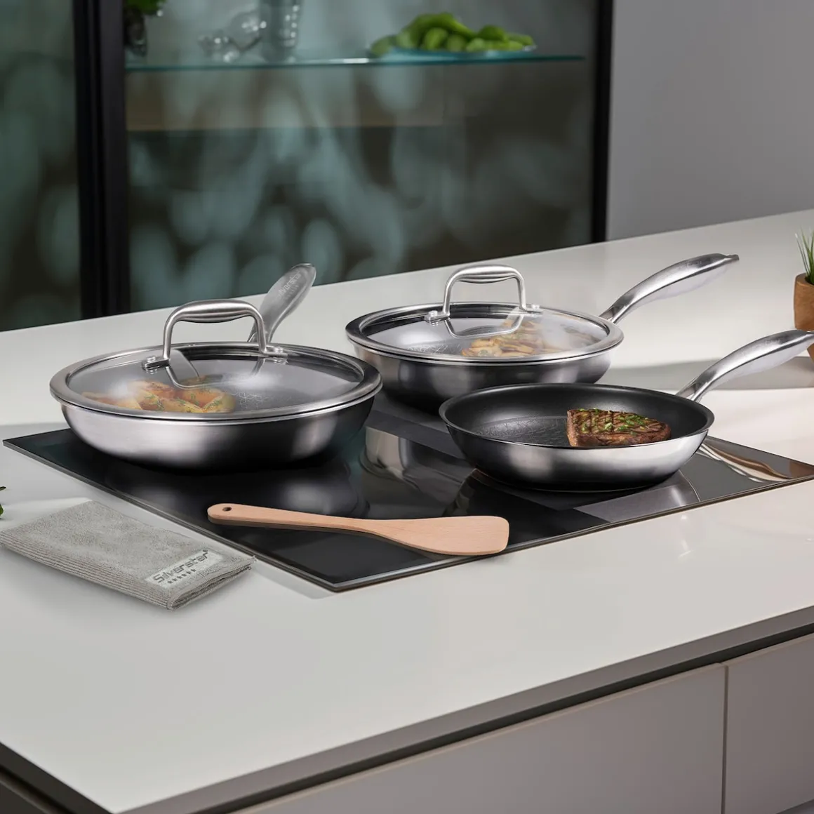 SILVERSTAR Edelstahlpfanne Bratpfanne 24 cm | ohne Deckel