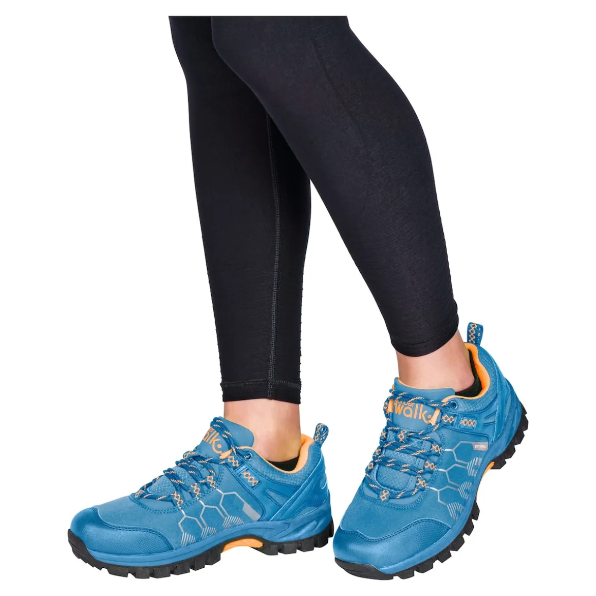 Softshell-Trekkingschuh unisex, wasserabweisend blau/orange