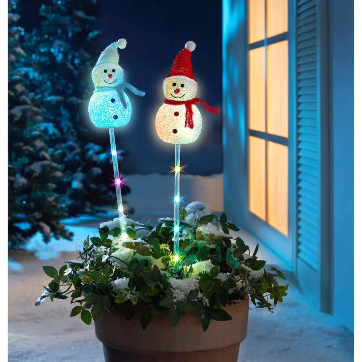 Solar-Gartenstecker "Schneemänner", 2 Stück