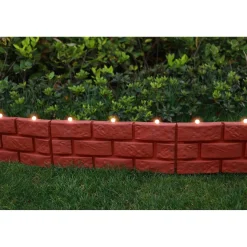 Solar-LED-Beetbegrenzung „Steinmauer“, 4-teilig