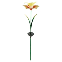 Solar-LED-Gartenstecker "Lilie" gelb