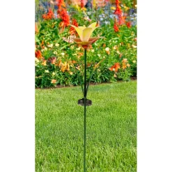 Solar-LED-Gartenstecker "Lilie" gelb