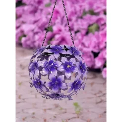 Solar-LED-Hängeleuchte "Hibiskus" lila
