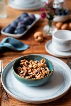 Speiseteller-Set, Steinzeug TIEFER SEE Blau / Grün