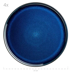 Speiseteller-Set, Steinzeug Niara Schwarz / Grau