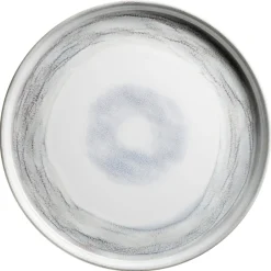 Speiseteller-Set, Steinzeug TIEFER SEE Grau / Weiß