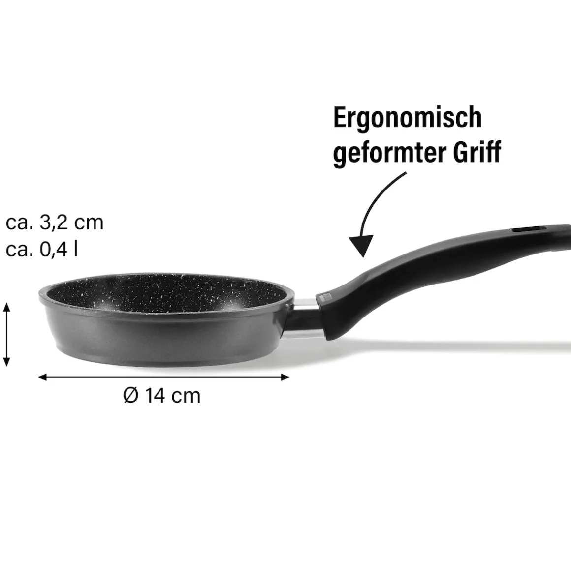 STONELINE Bratpfanne 14 cm | ohne Deckel - Schwarz